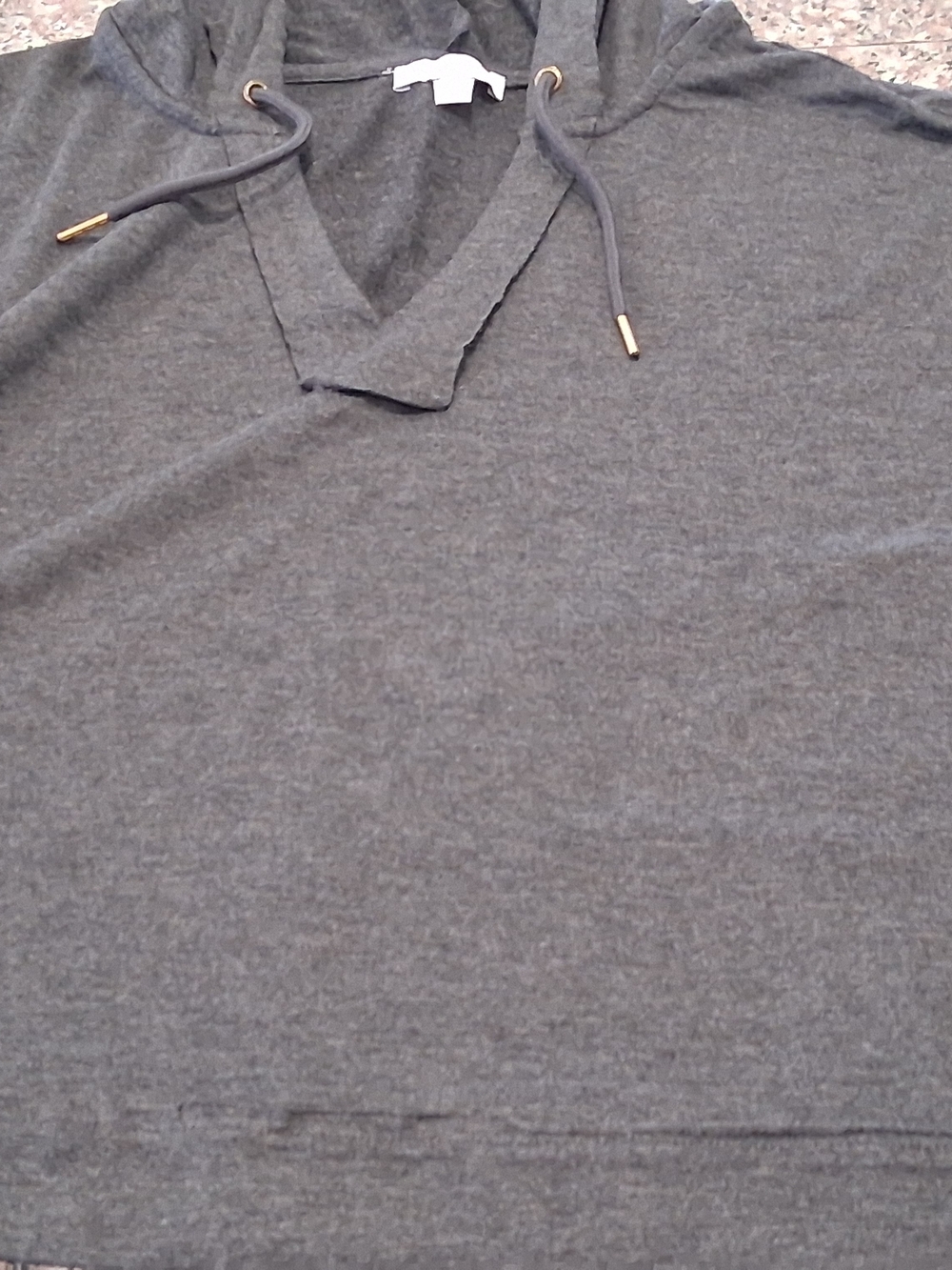 Women’s V-Neck Hooded Knit Sweater - Gray